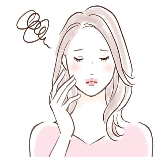 悩んでいる女性のイラスト